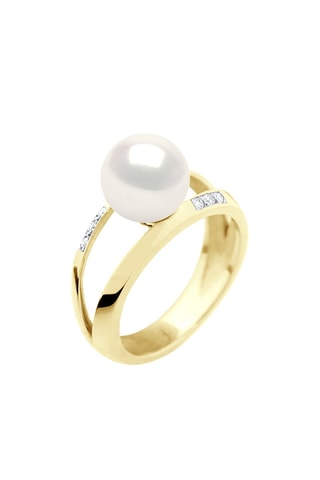 Bague Or jaune, perle de culture d'eau douce et diamants