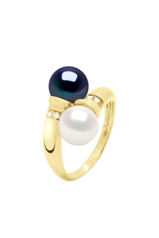 Bague Or jaune, perles de culture d'eau douce et diamants