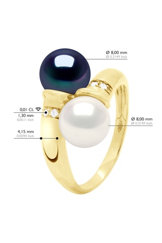 Bague Or jaune, perles de culture d'eau douce et diamants