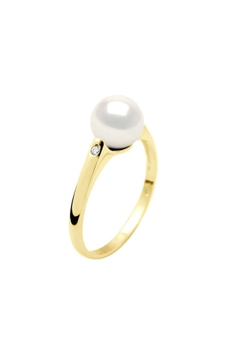 Bague Or jaune, perle de culture d'eau douce et diamants