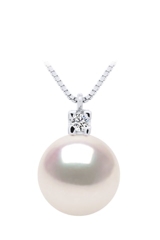 Collier Or blanc, perle Akoya japonaise et diamant