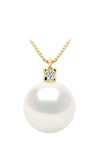 Collier Or jaune, perle de culture d'eau douce et diamant