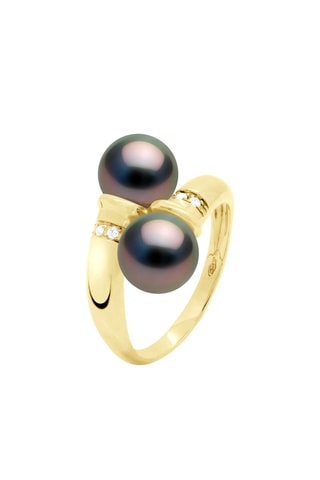 Bague Or jaune, perles de culture d'eau douce et diamants