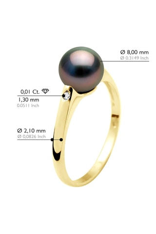 Bague Or jaune, perle de culture d'eau douce et diamants