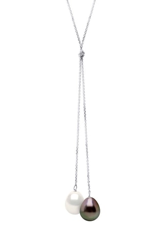 Collier - Or blanc et perles de culture d'eau douce et de Tahiti