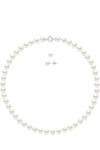 Parure Or blanc et perles de culture