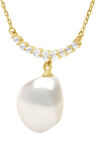 Collier - Argent plaqué or jaune et perle de culture