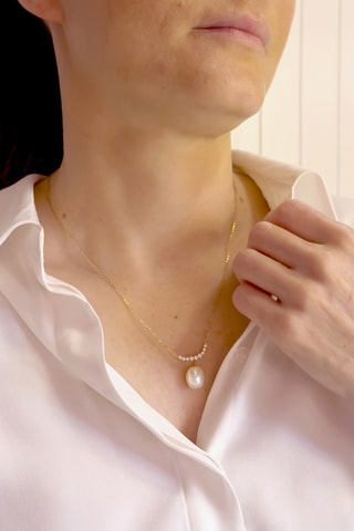 Collier - Argent plaqué or jaune et perle de culture