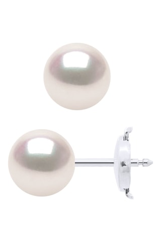Puces Or blanc et perles de culture
