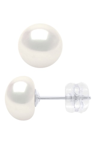 Puces Or blanc et perles de culture