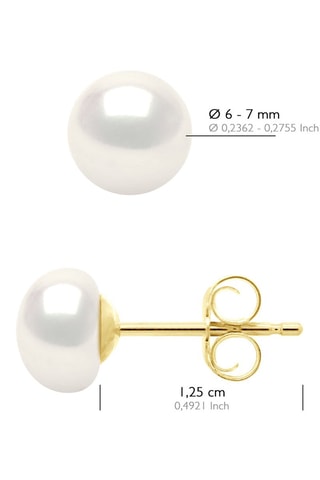 Puces Or jaune et perles de culture