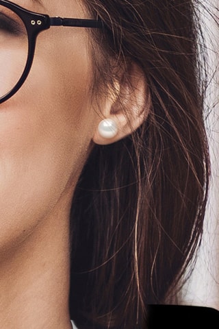 Puces Or blanc et perles de culture