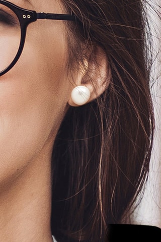 Puces Or blanc et perles de culture