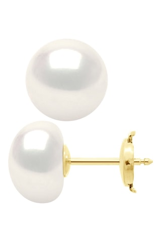 Puces Or jaune et perles de culture
