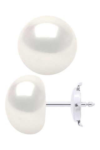 Puces Or blanc et perles de culture