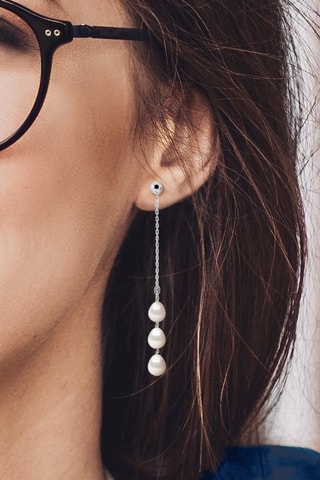 Boucles d'oreilles Or blanc et perles de culture