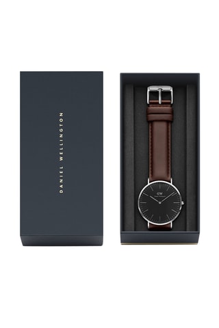 Leren Quartz Horloge Classic Bristol - Bruin en Zilverkleurig