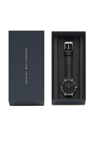 Leren Quartz Horloge Petite Sheffield - 28 cm - Zwart en Zilverkleurig