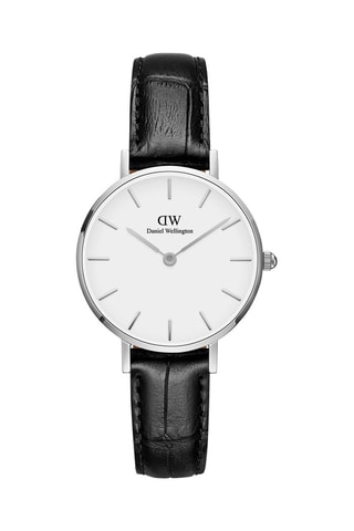 Leren Quartz Horloge Petite Reading - 28 cm - Zwart en Zilverkleurig