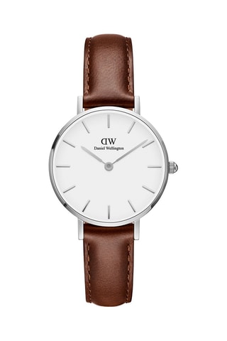 Montre à quartz en cuir Petite St Mawes - Marron et argenté
