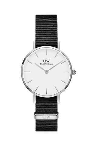 Polyester Quartz Horloge Petite Cornwal - 28 cm - Zwart en Zilverkleurig
