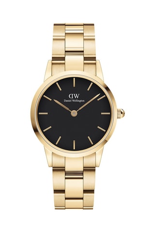Leren en Doublé Geelgoud Quartz Horloge Iconic Link - 28 mm