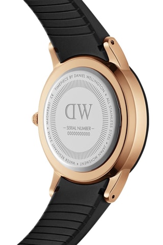 Rubberen Quartz Horloge Motion - 32 cm - Zwart en Roségoudkleurig