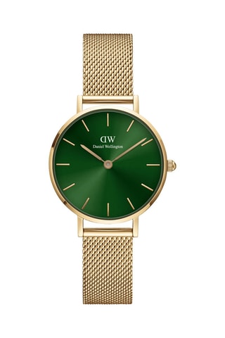 Stalen Quartz Horloge Emerald - 28 mm - Goudkleurig en Groen