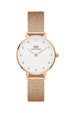 Stalen Quartz Horloge Petite - 28 mm - Roségoudkleurig en wit