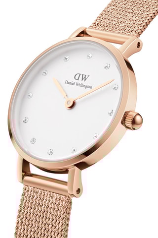 Stalen Quartz Horloge Petite - 28 mm - Roségoudkleurig en wit