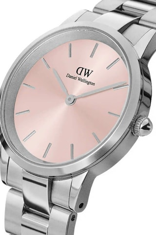 Stalen Quartz Horloge Iconic Link - 32 mm - Zilverkleurig en Roze