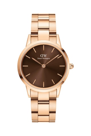 Stalen Quartz Horloge Amber - 32 mm - Roségoudkleurig en Bruin