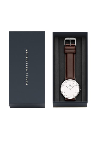 Leren Quartz Horloge Classic Bristol - Bruin en Zilverkleurig