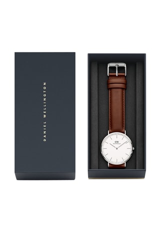 Leren Quartz Horloge Classic St Mawes - 36 cm - Bruin en Zilverkleurig