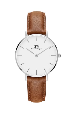 Leren Quartz Horloge Petite Durham - 32 cm - Lichtbruin en Zilverkleurig
