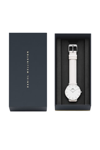 Leren Quartz Horloge Petite Bondi - 32 cm - Wit en Zilverkleurig