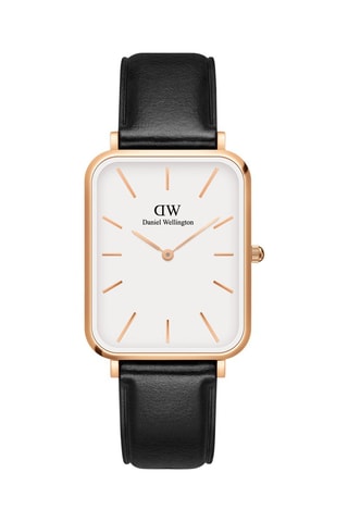 Leren Quartz Horloge Quadro Pressed Sheffield - 29 x 36,5 mm - Zwart