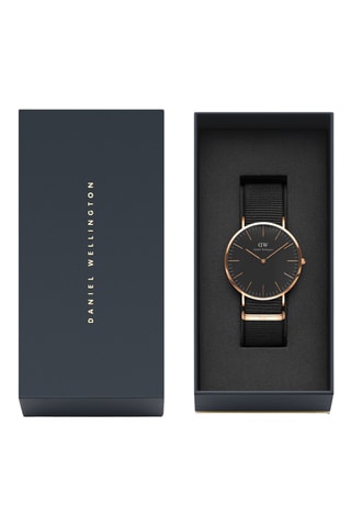 Polyester Quartz Horloge Classic 36 Cornwall - Zwart en Roségoudkleurig
