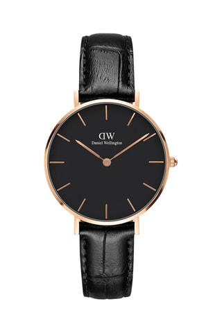 Leren Quartz Horloge Petite 32 Reading - Zwart en Roségoudkleurig