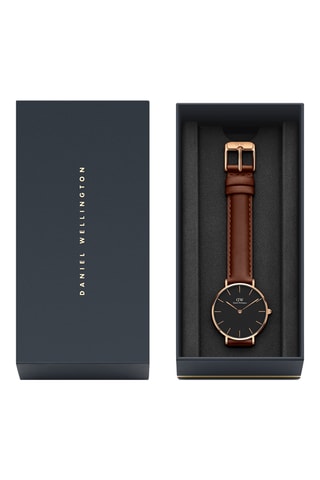 Leren Quartz Horloge Petite 28 St Mawes - Bruin en Roségoudkleurig