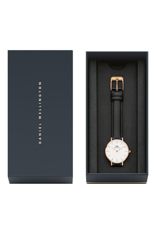 Leren Quartz Horloge Petite 36 Sheffield - Zwart en Roségoudkleurig