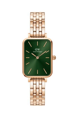 Roestvrijstalen Quartz Horloge Quadro - Roségoudkleurig en Groen