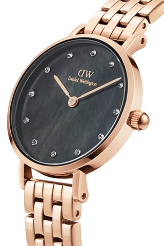 Roestvrij Stalen Quartz Horloge met Parelmoer Petite Lumine 28 - Roségoudkleurig en Zwart