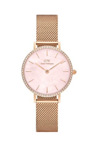 Roestvrij Stalen Quartz Horloge met Parelmoer Petite 28 - Roségoudkleurig en Roze