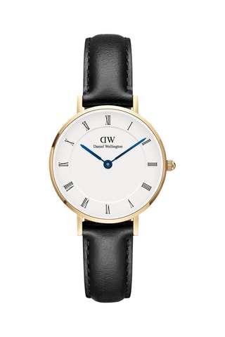 Leren Quartz Horloge Petite 28 Sheffield - Zwart en Goudkleurig
