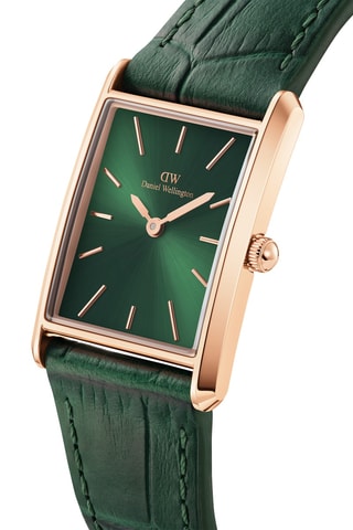 Leren Quartz Horloge Bound RG - Groen en Roségoudkleurig