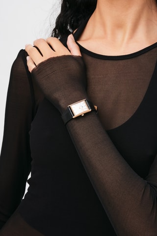 Leren Quartz Horloge Bound - Zwart en Roségoudkleurig