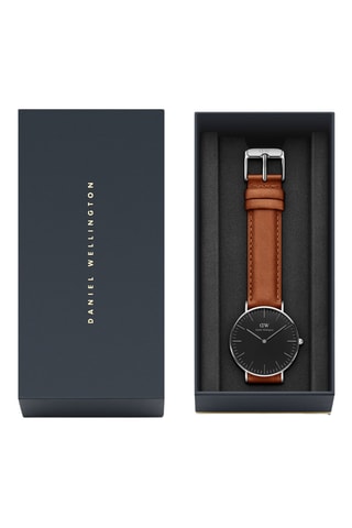 Leren Quartz Horloge Classic 36 Durham - Bruin en Zilverkleurig