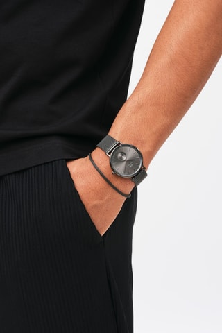 Leren Quartz Horloge Classic Multi-Eye 40 Antraciet-Grijs  - Grijs