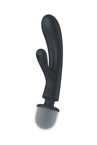 Vibrador Rabbit waterproof USB 2 em 1 em silicone Triple Lover - Preto - 24 cm